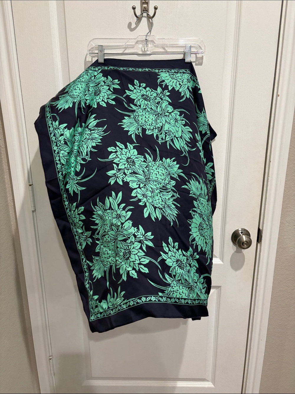 J. Crew Navy Scarf with Teal Floral Print